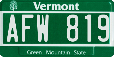 VT license plate AFW819