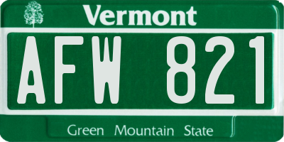 VT license plate AFW821