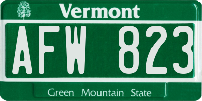 VT license plate AFW823