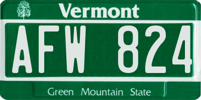 VT license plate AFW824