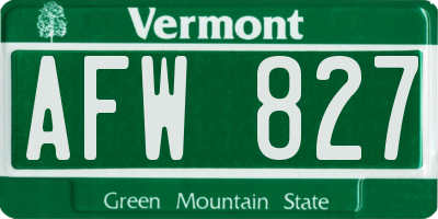 VT license plate AFW827