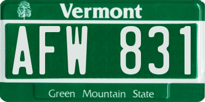 VT license plate AFW831