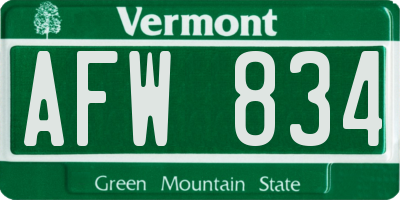 VT license plate AFW834