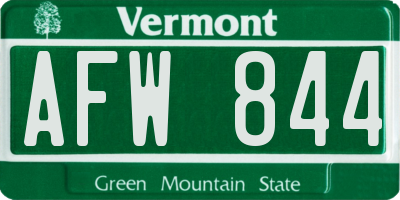 VT license plate AFW844