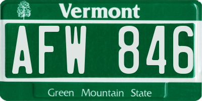 VT license plate AFW846