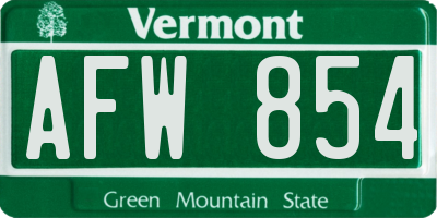 VT license plate AFW854