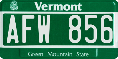 VT license plate AFW856