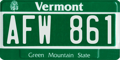 VT license plate AFW861