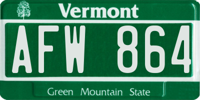 VT license plate AFW864