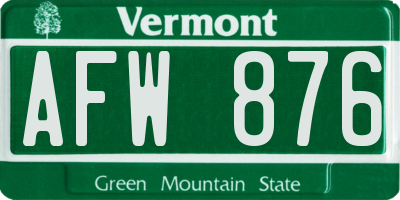VT license plate AFW876