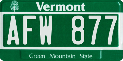 VT license plate AFW877