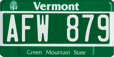 VT license plate AFW879