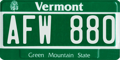 VT license plate AFW880