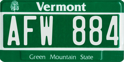 VT license plate AFW884