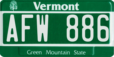 VT license plate AFW886