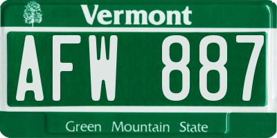 VT license plate AFW887