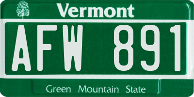 VT license plate AFW891