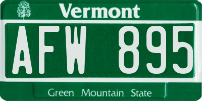 VT license plate AFW895