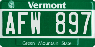 VT license plate AFW897
