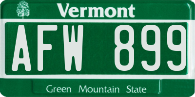 VT license plate AFW899