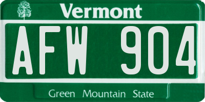 VT license plate AFW904