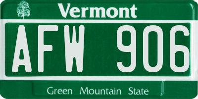 VT license plate AFW906