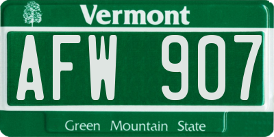 VT license plate AFW907