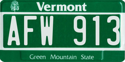 VT license plate AFW913