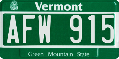 VT license plate AFW915