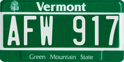 VT license plate AFW917
