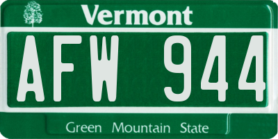 VT license plate AFW944
