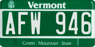 VT license plate AFW946