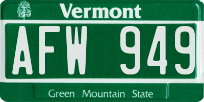 VT license plate AFW949