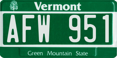 VT license plate AFW951