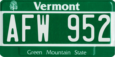 VT license plate AFW952