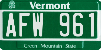 VT license plate AFW961