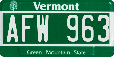 VT license plate AFW963