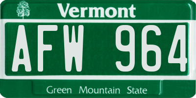 VT license plate AFW964