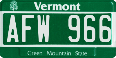VT license plate AFW966