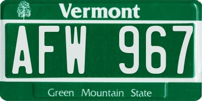 VT license plate AFW967