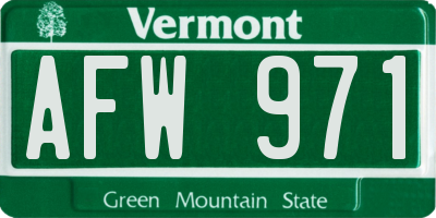 VT license plate AFW971