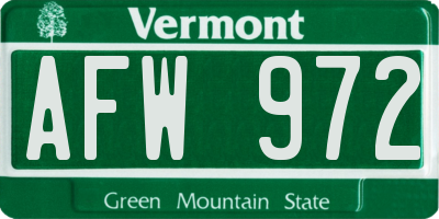 VT license plate AFW972