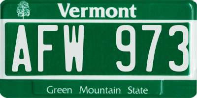 VT license plate AFW973