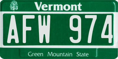 VT license plate AFW974