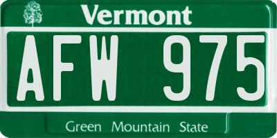 VT license plate AFW975