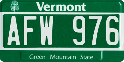 VT license plate AFW976