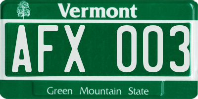 VT license plate AFX003