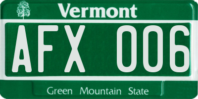 VT license plate AFX006