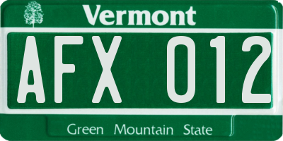 VT license plate AFX012