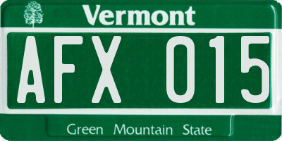 VT license plate AFX015
